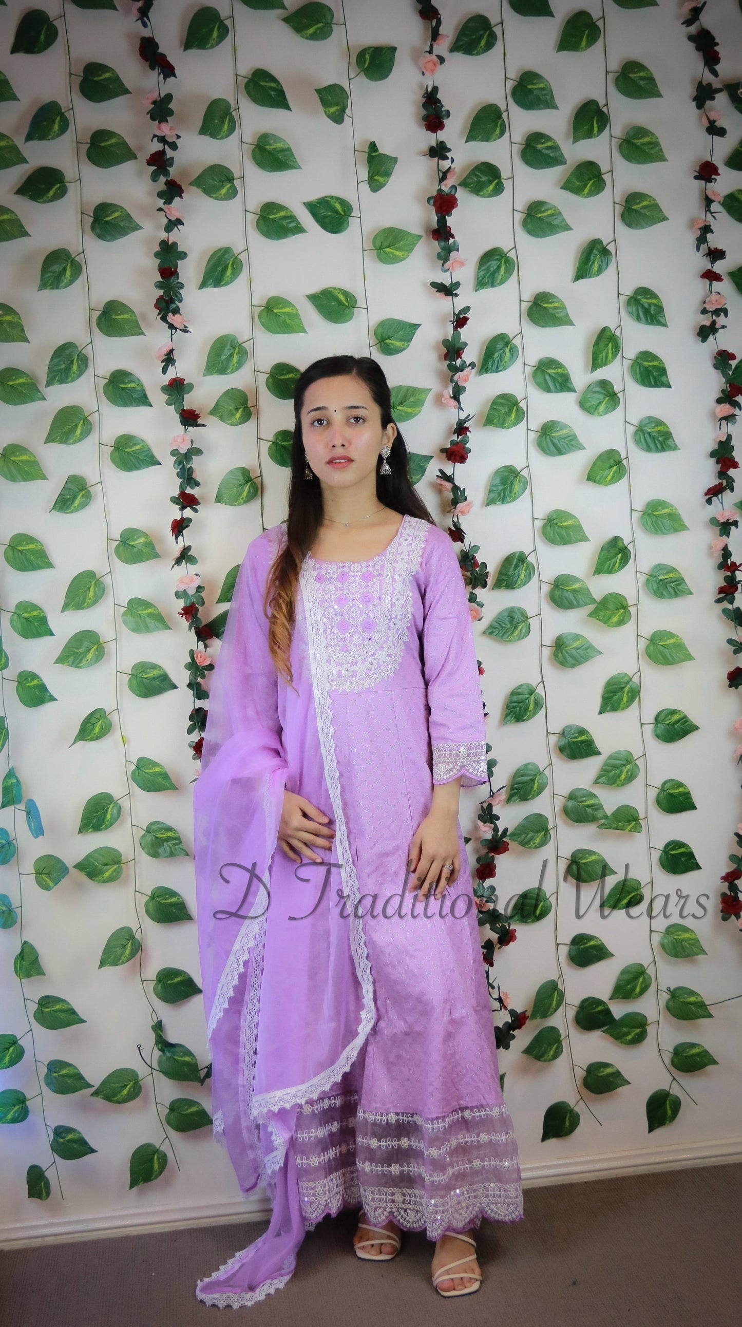 Pakistani Design Cotton Umbrella Suit with Organza Dupatta