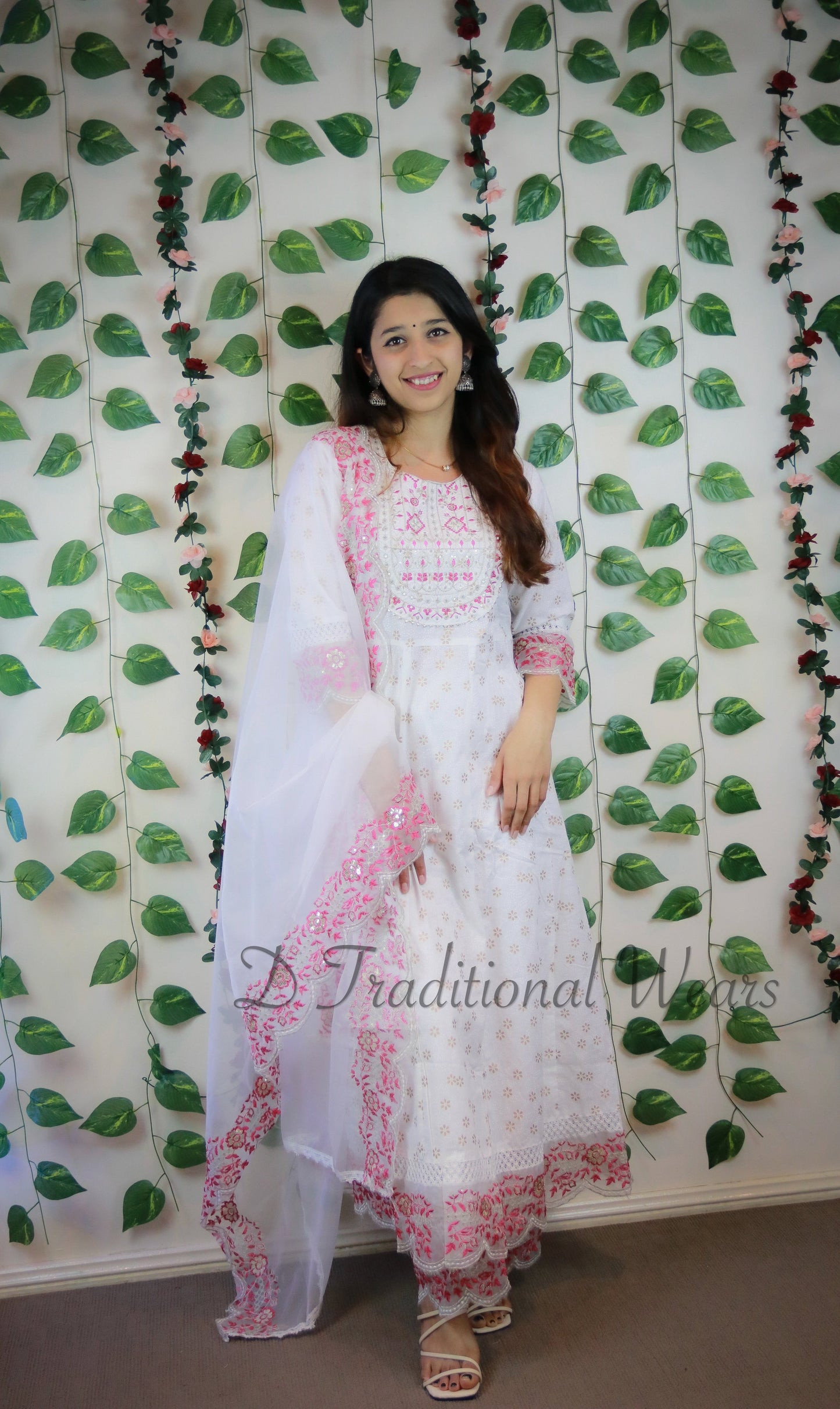 Cotton Anarkali Suit with Organza Dupatta