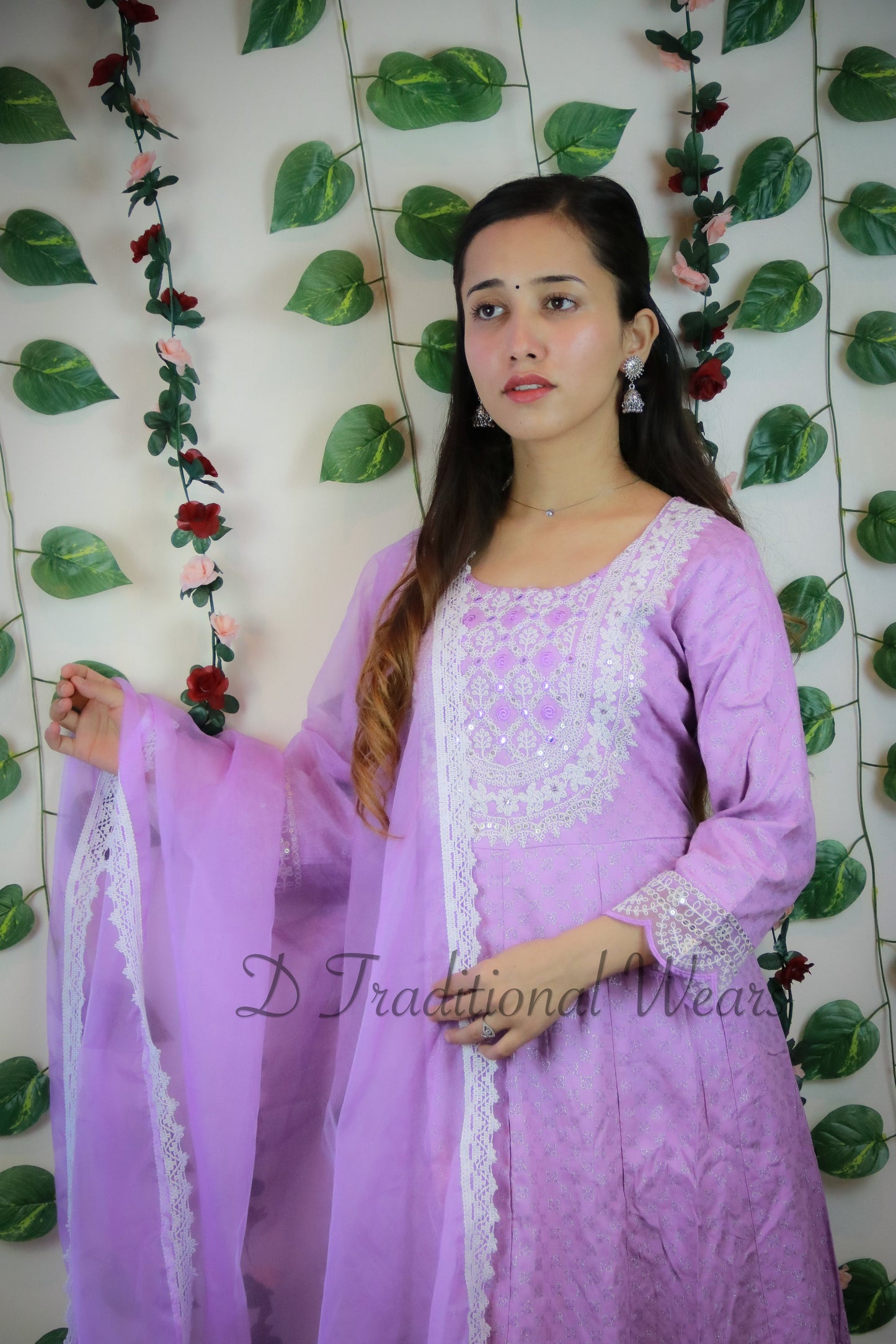 Pakistani Design Cotton Umbrella Suit with Organza Dupatta