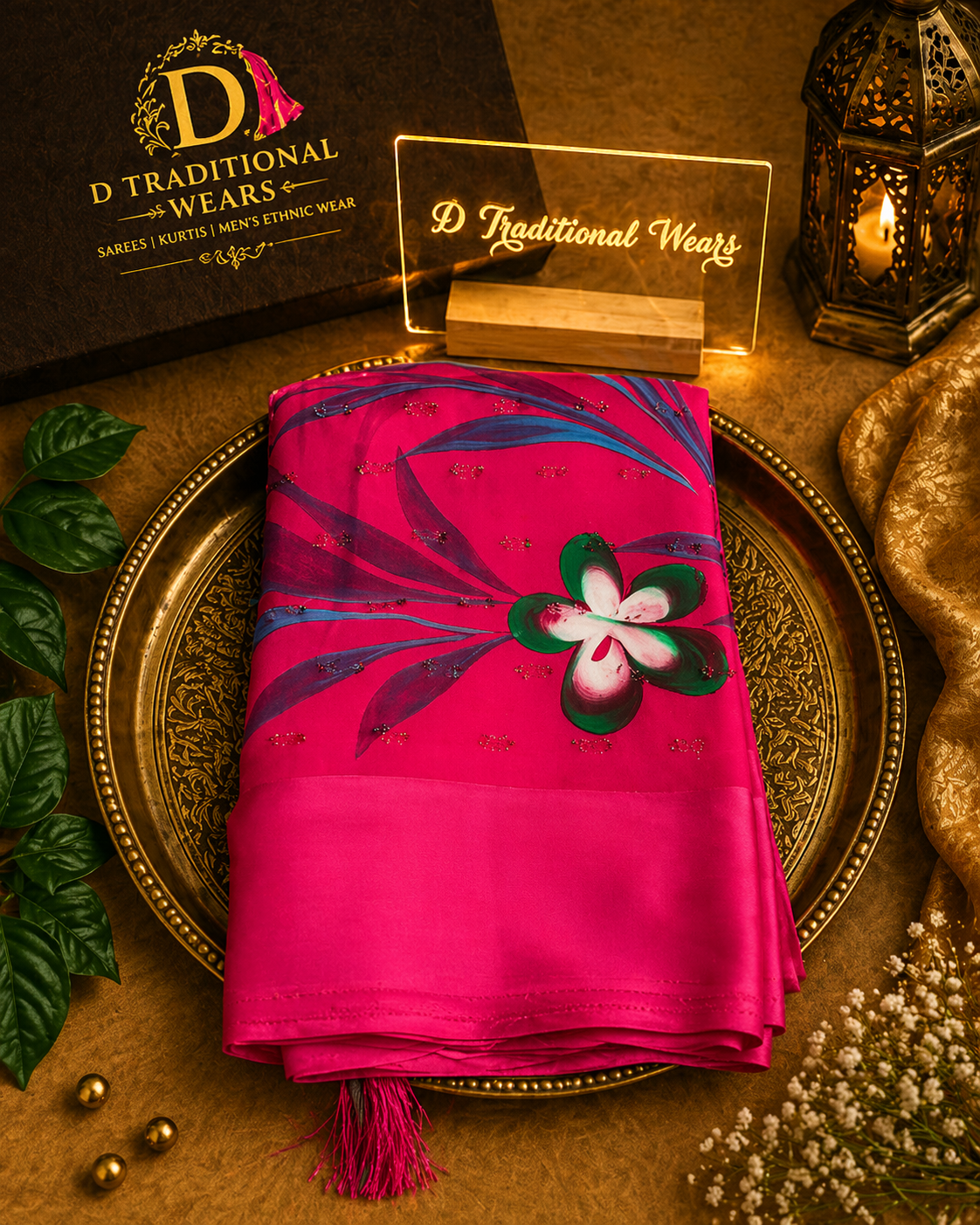 Rani Pink Floral Grace Saree