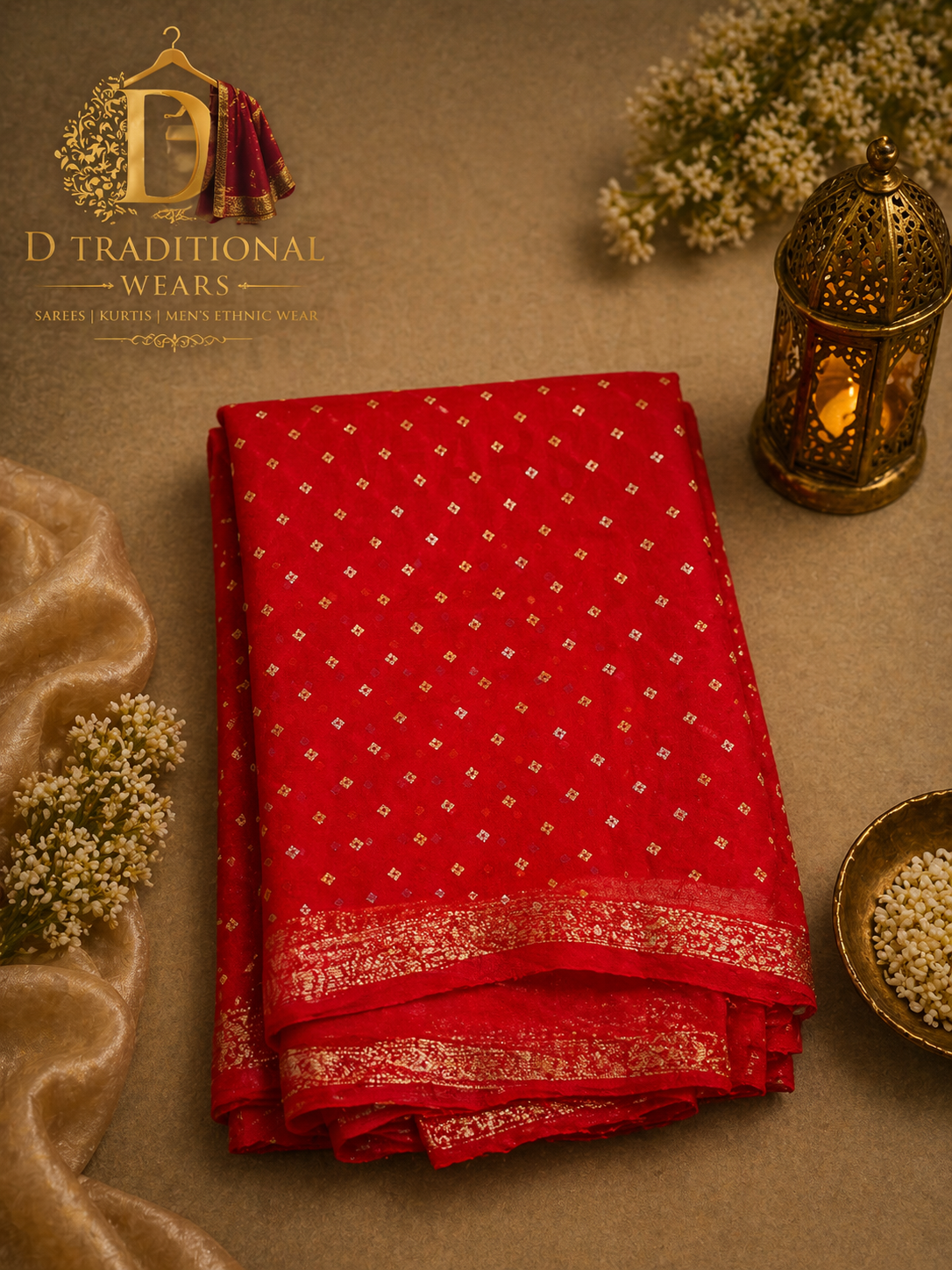 Royal Red Zari Buti Saree