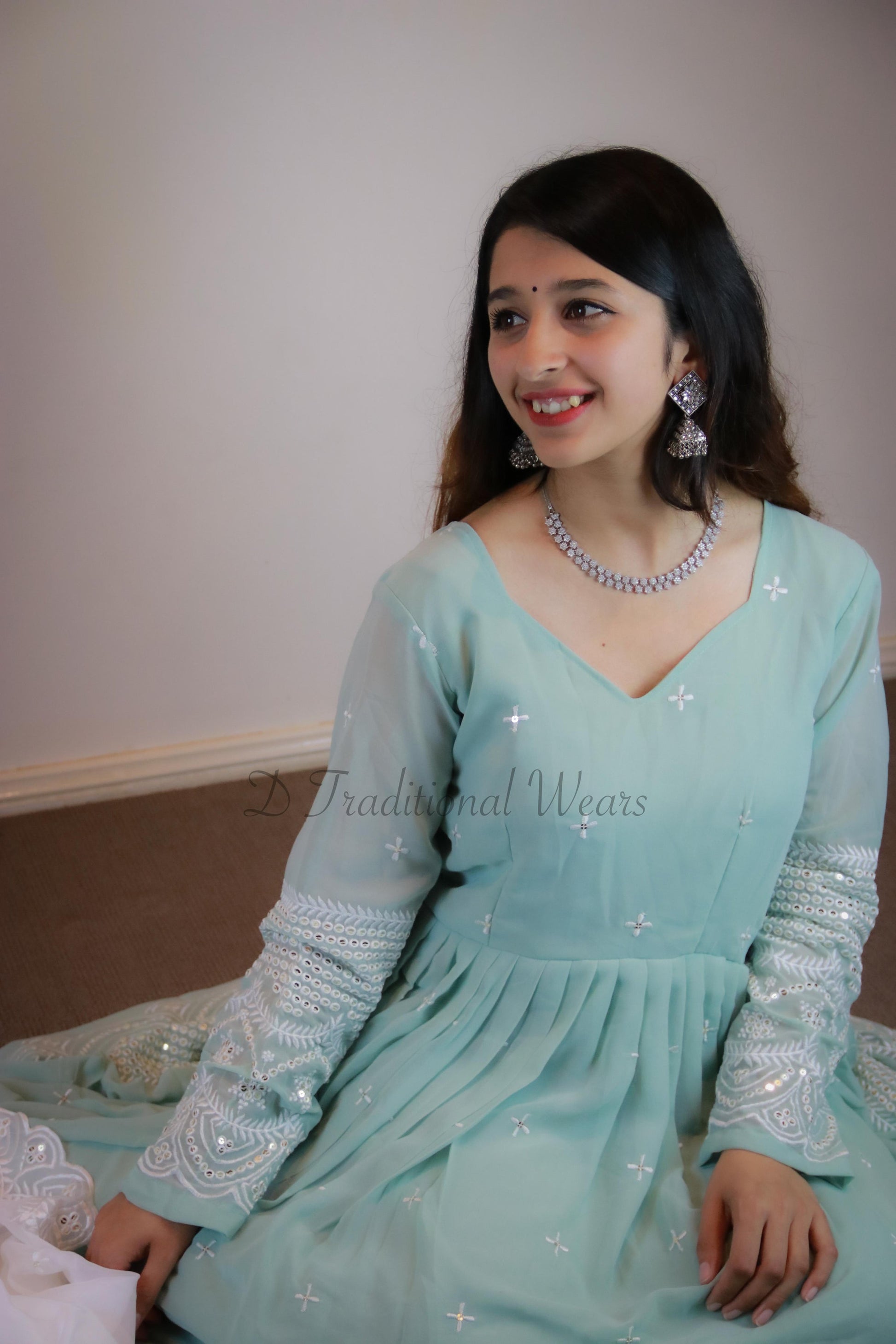 Premium Designer Georgette Gown with Thread and Sequins Embroidery