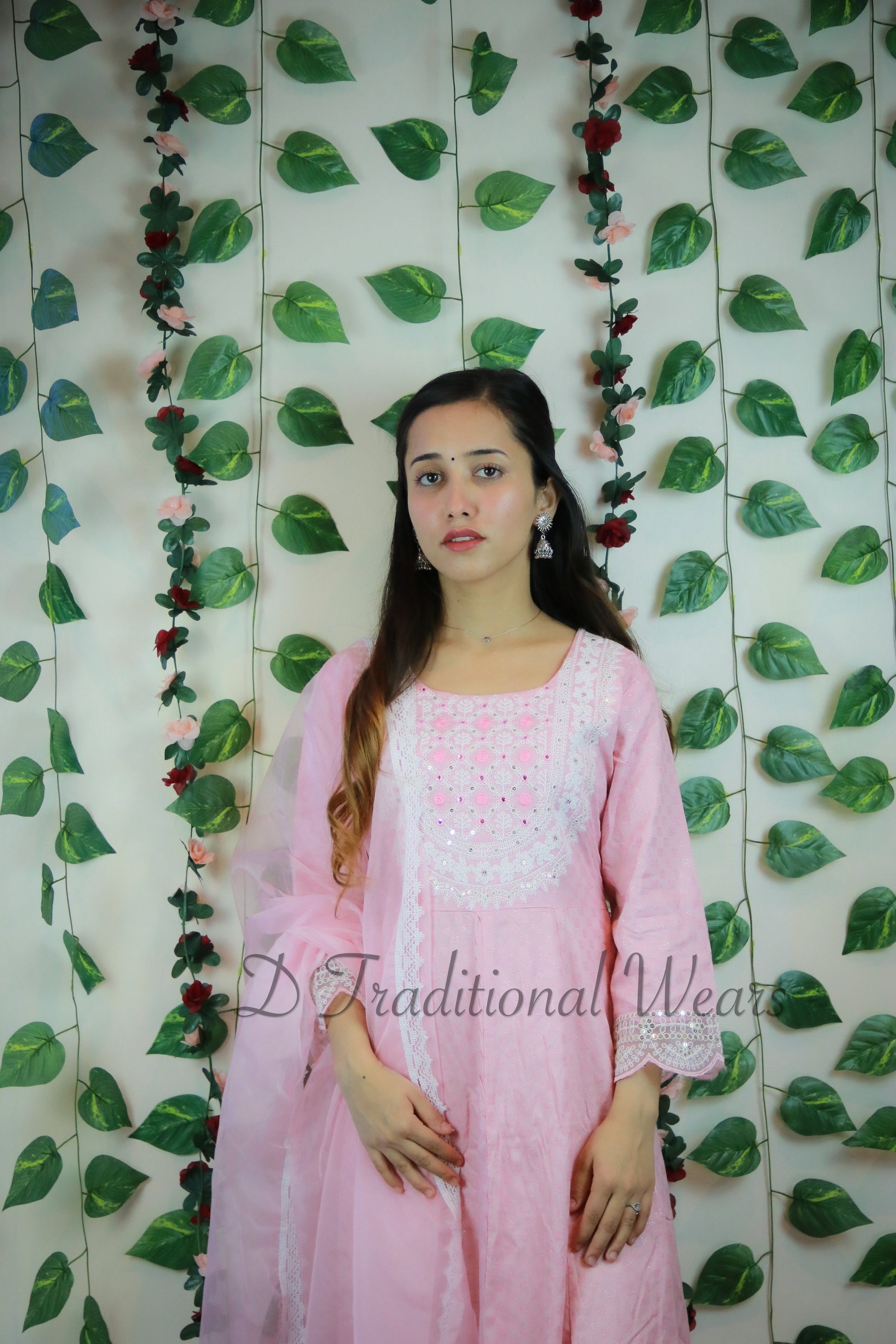 Pakistani Design Cotton Umbrella Suit with Organza Dupatta