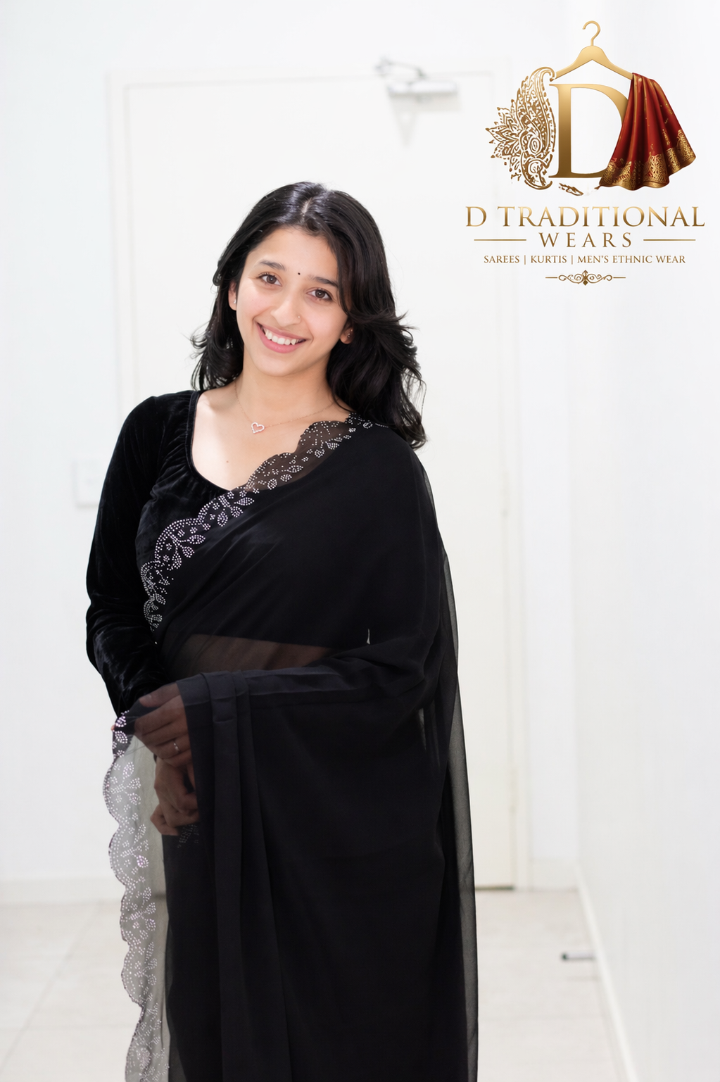 Classic Black Embellished Saree