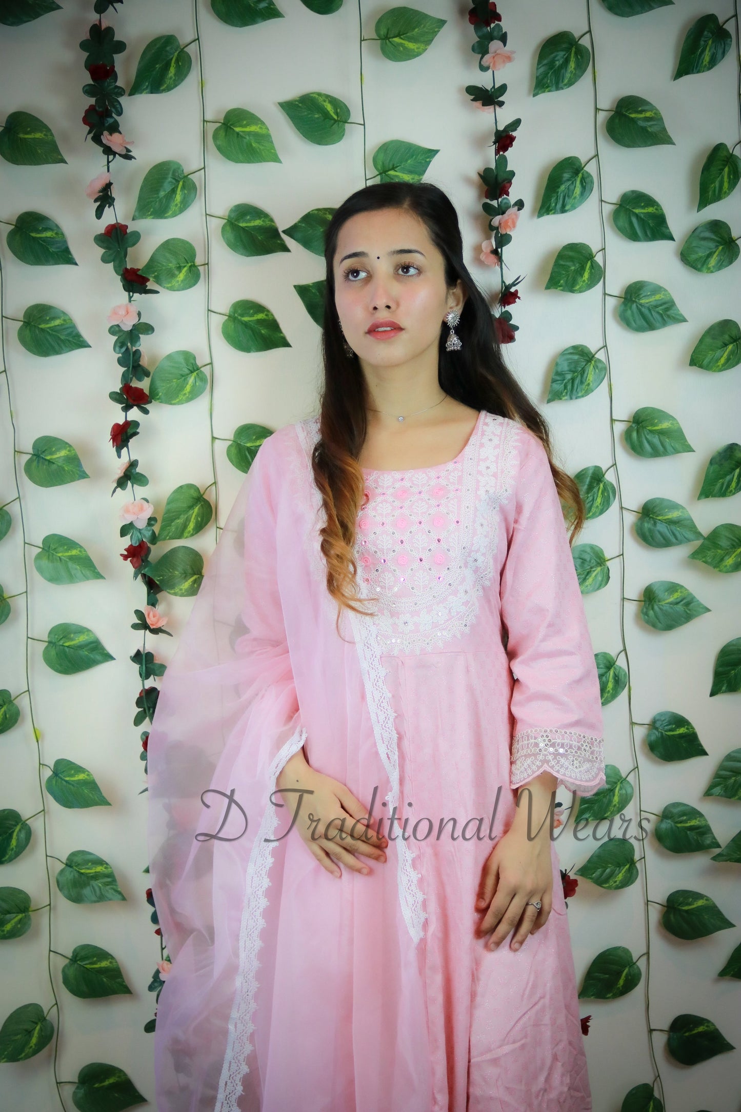 Pakistani Design Cotton Umbrella Suit with Organza Dupatta