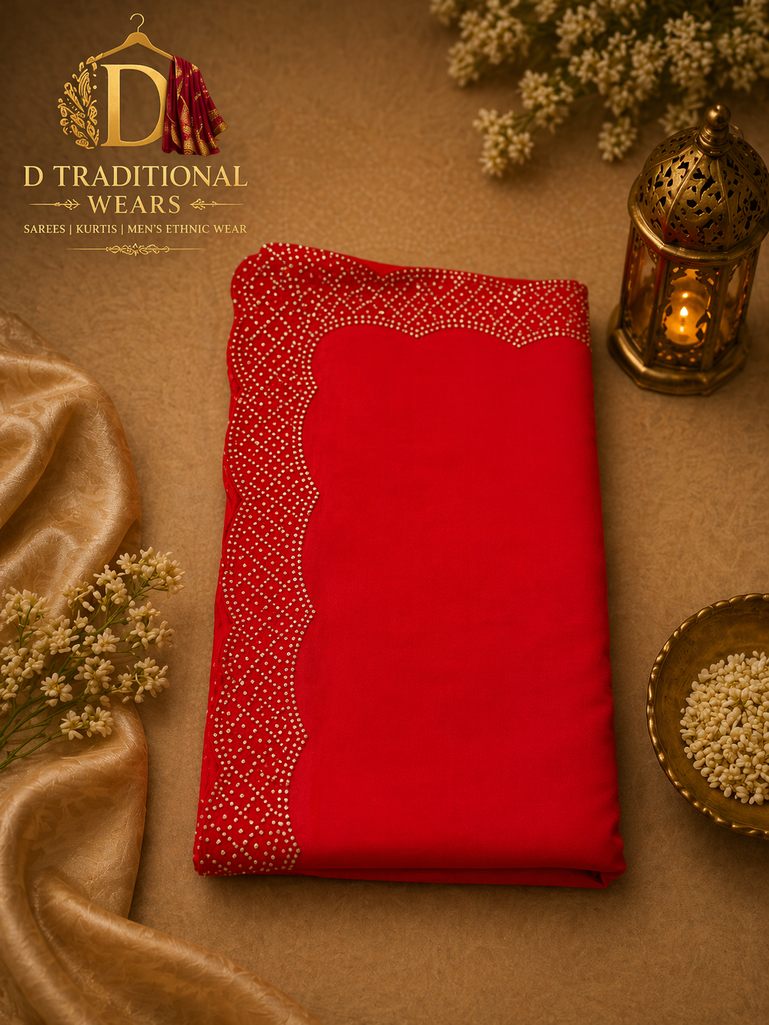 Ruby Elegance Embellished Saree