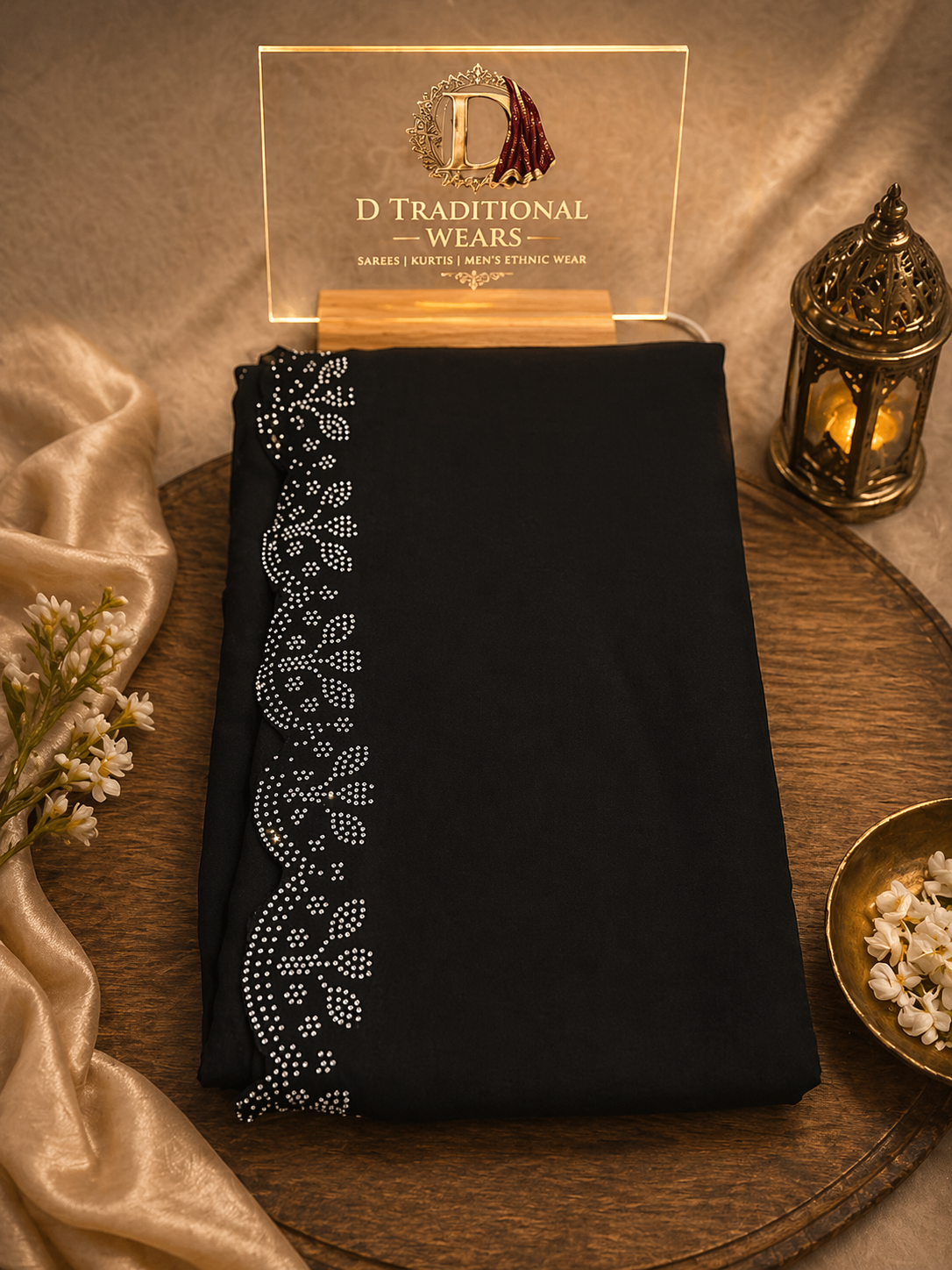 Classic Black Embellished Saree