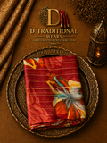 Rust Bloom Striped Saree