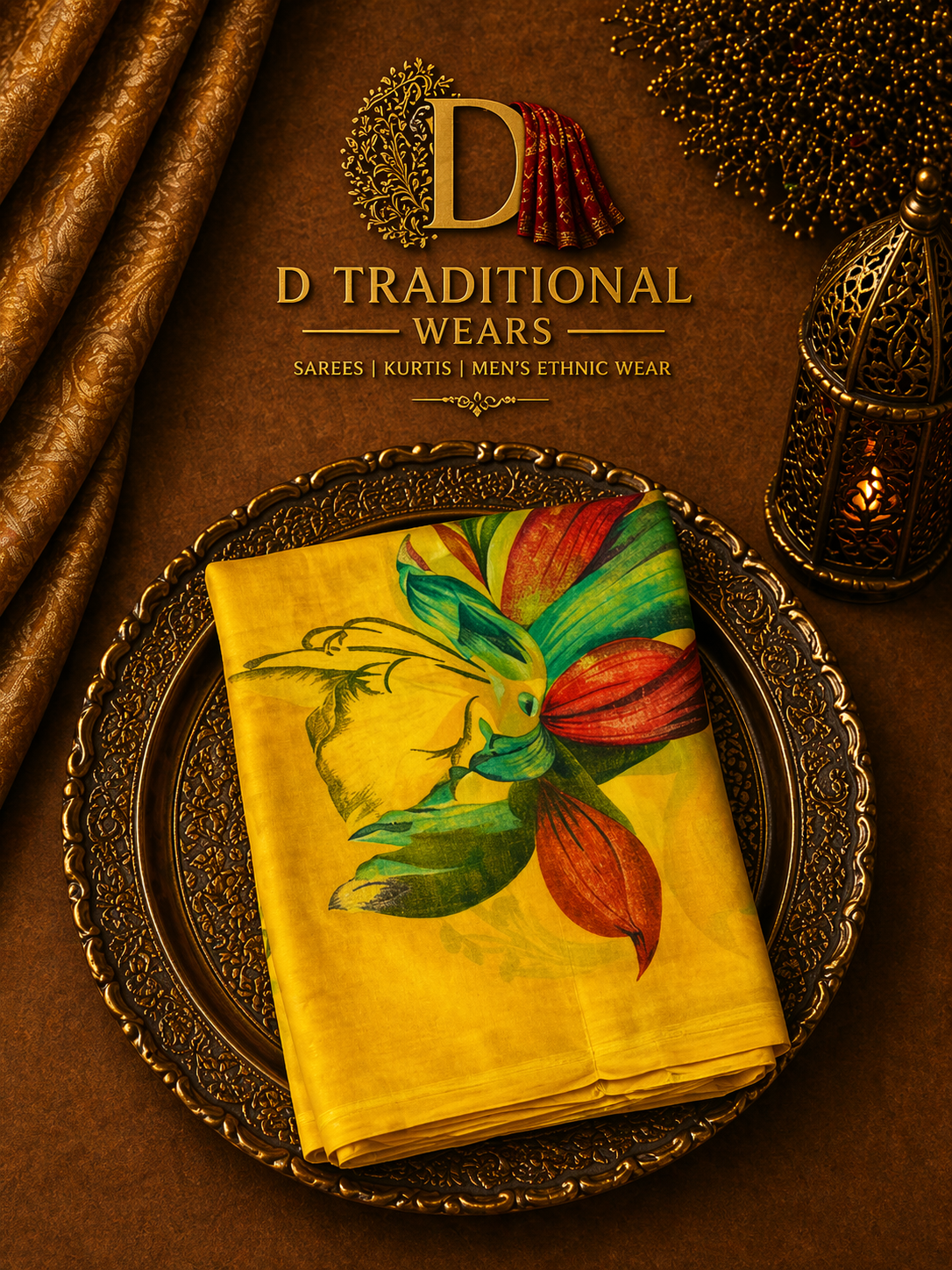 Sunshine Tropical Bloom Saree
