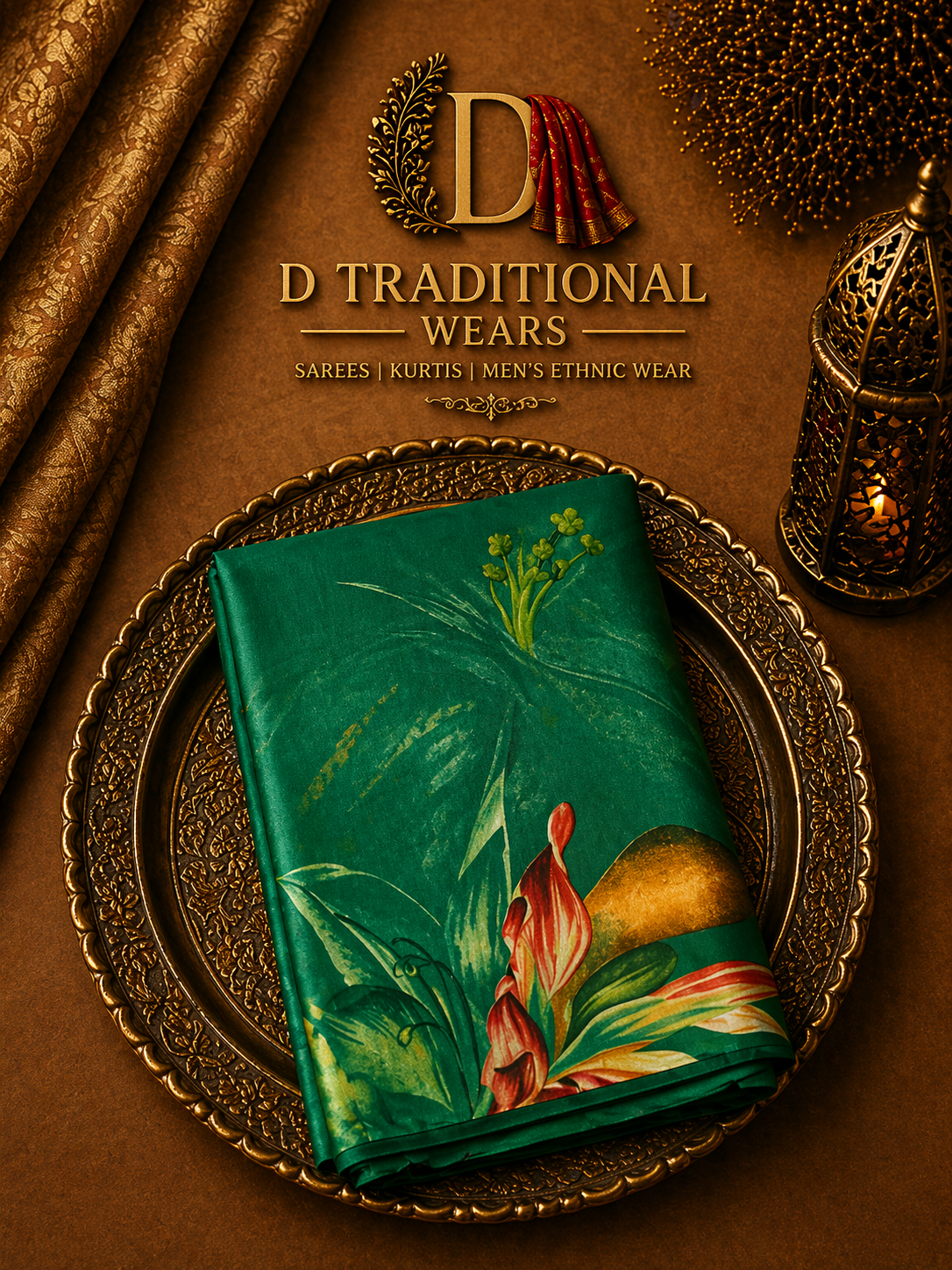 Emerald Tropical Elegance Saree