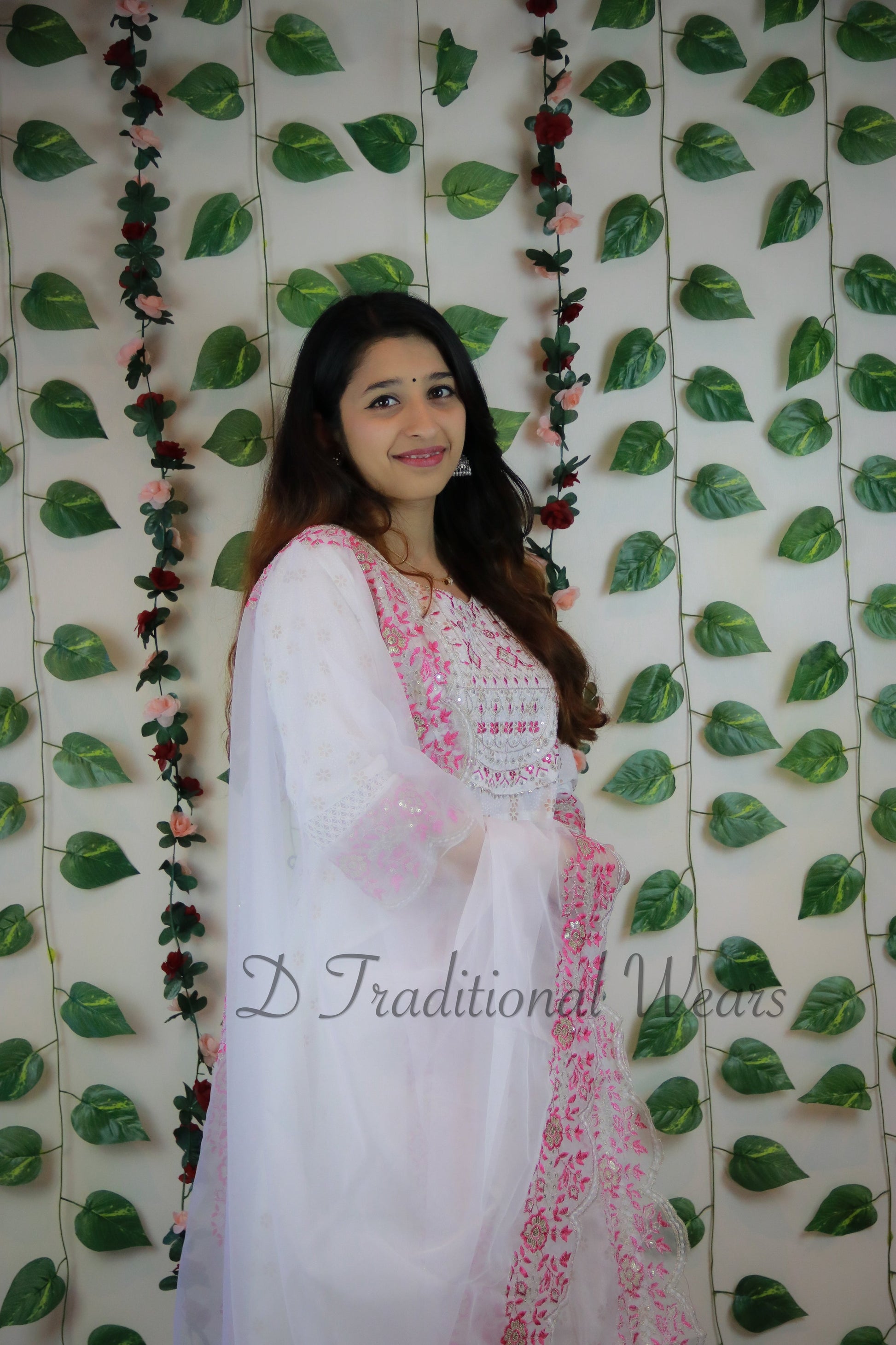 Cotton Anarkali Suit with Organza Dupatta