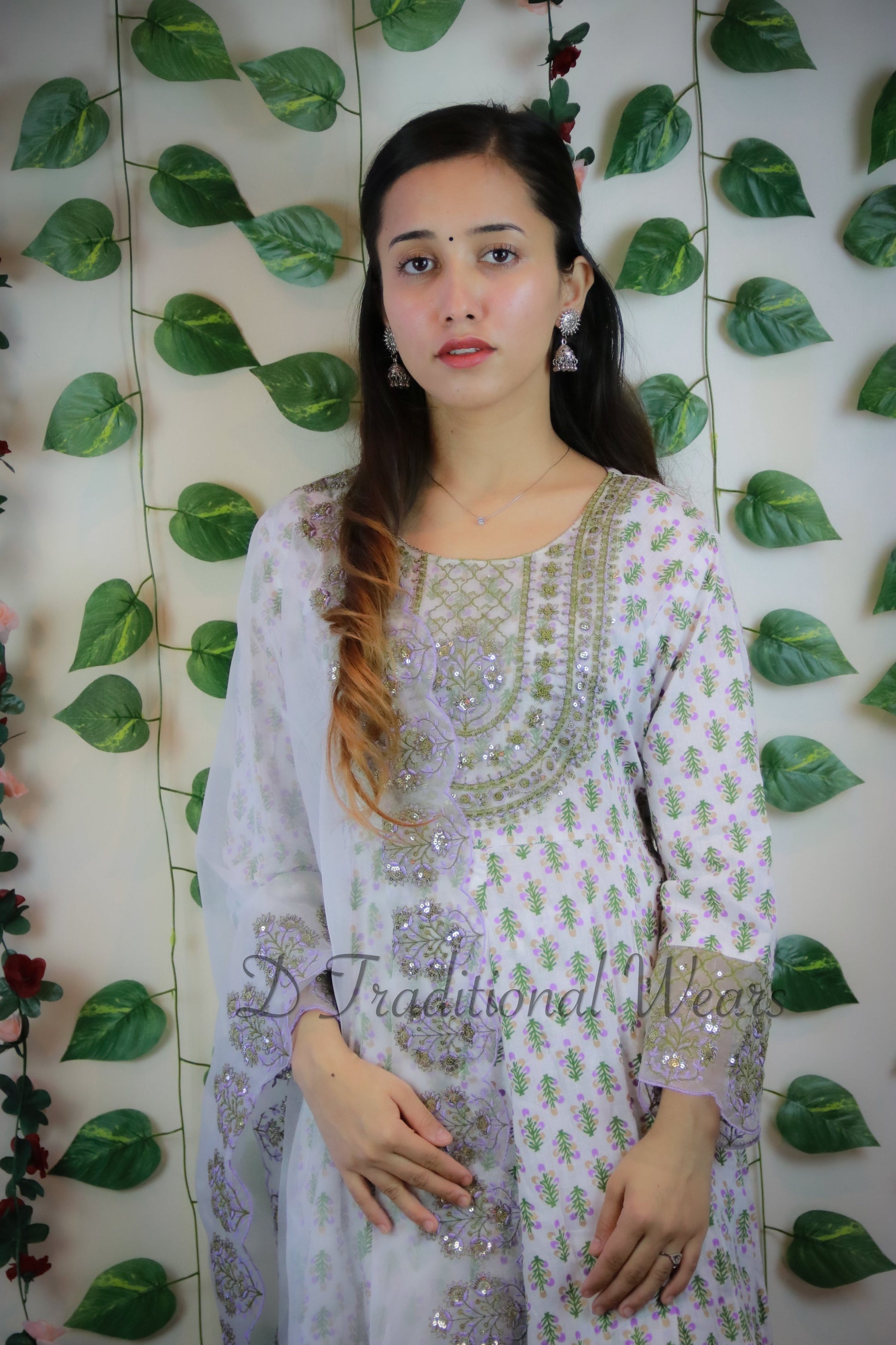 Cotton Kurti Set with Organza Dupatta