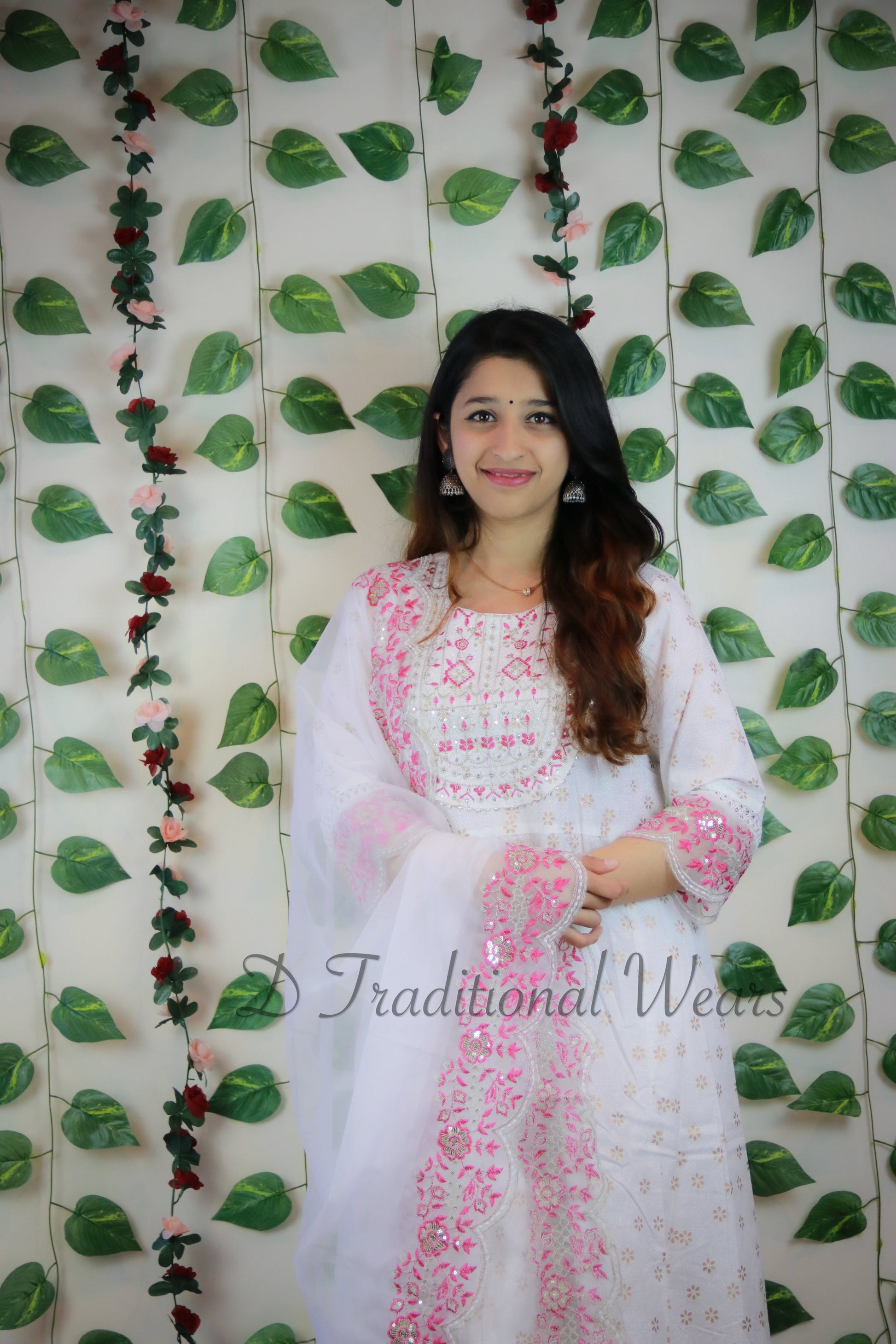 Cotton Anarkali Suit with Organza Dupatta